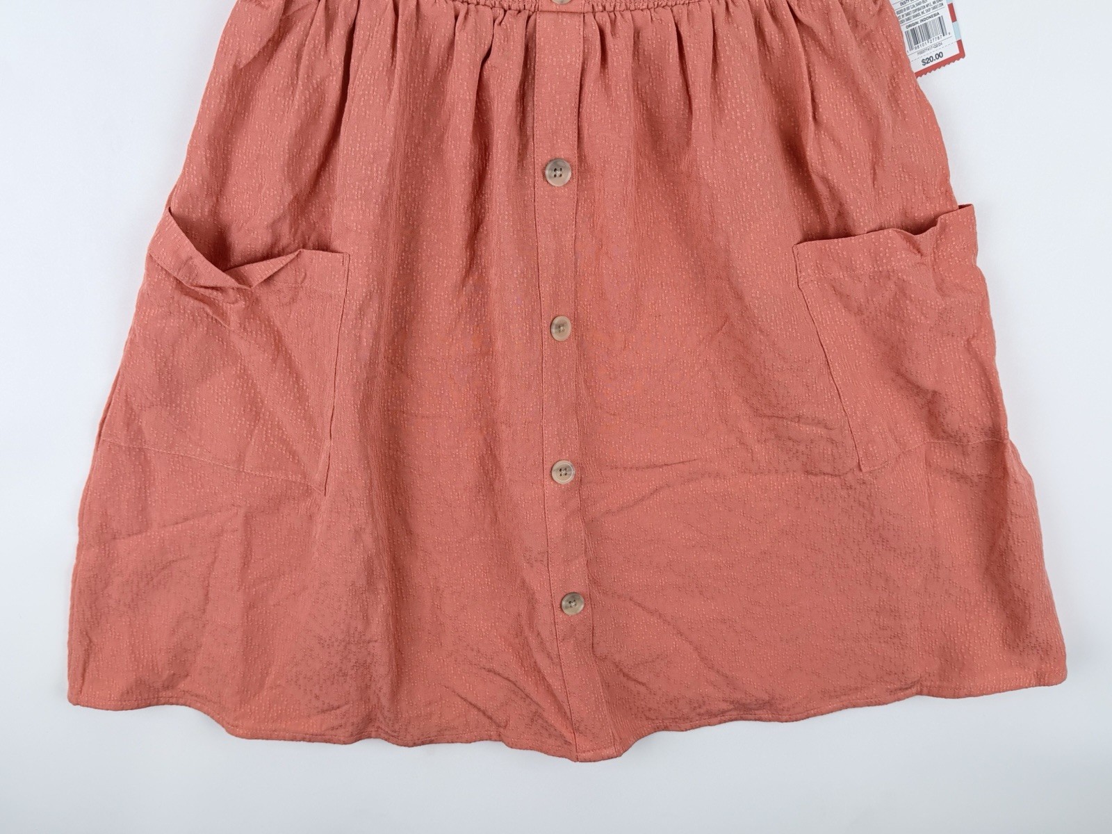 Cat & Jack Girl’s Dusty Coral Short Sleeve Smocked Woven Dress Size LARGE(10/12)