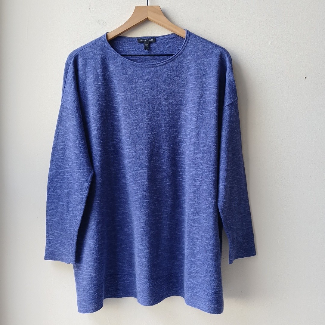 Eileen Fisher Oversized Organic Linen Cotton Long Sleeve Top Women’s Small