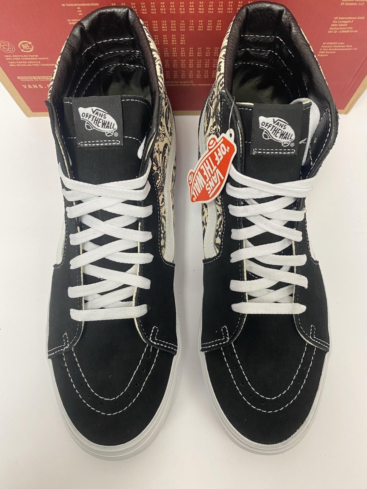 VANS M 13 SKATE Sk8 Hi Skull Tapestry Black Bone Skate Shoes New In Box !!