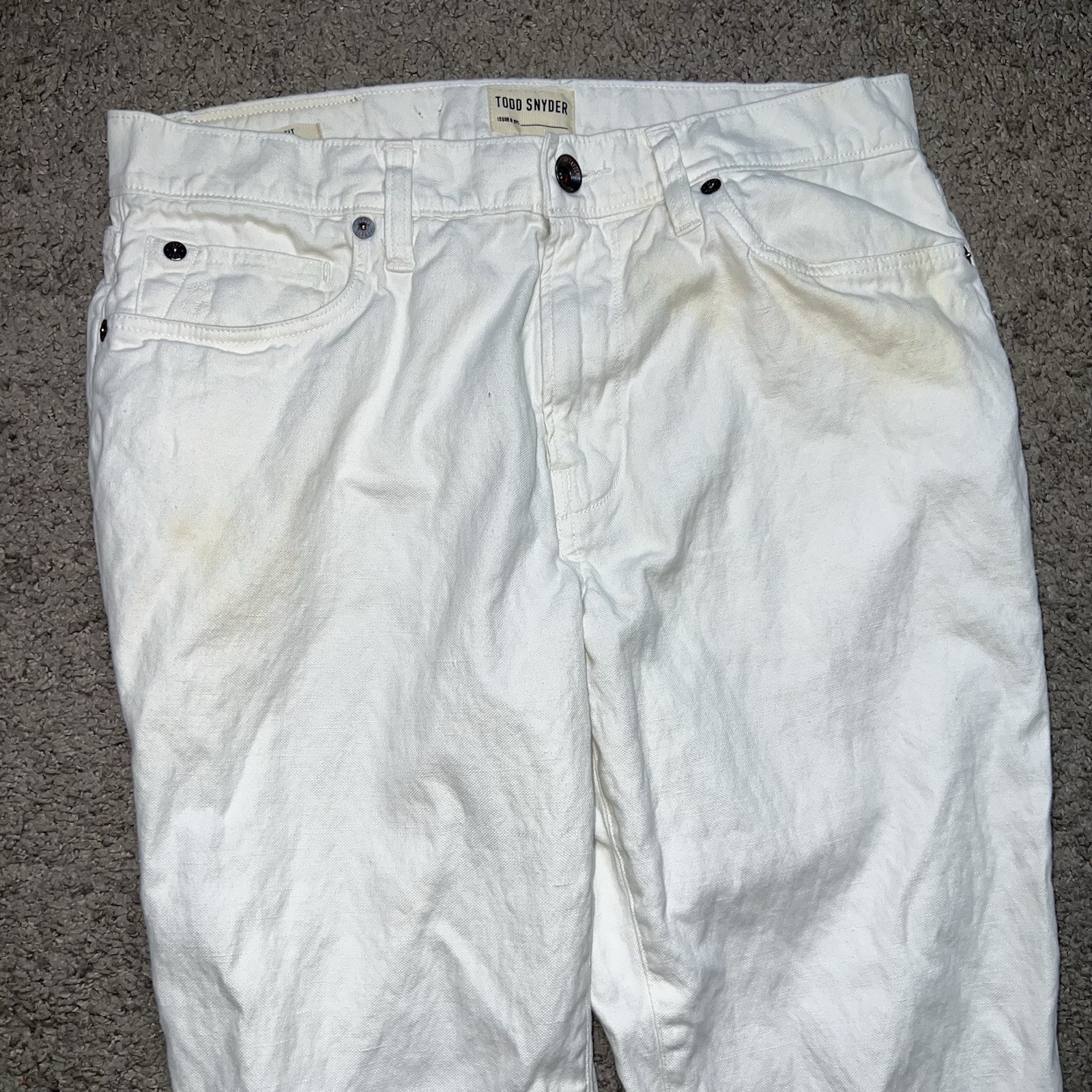 Todd Snyder Mens Size 29×32 Slim Fit Cream Pants Cotton Blend