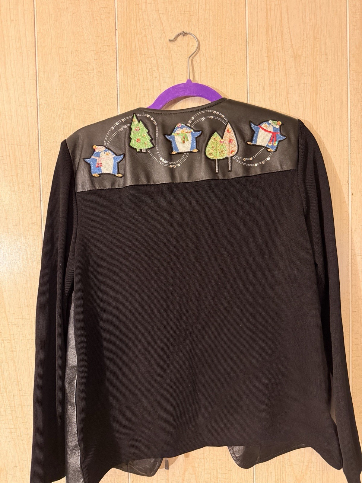 Peter Nygard Petite PM Black Leather Christmas Zip Jacket Limited Edition 2011