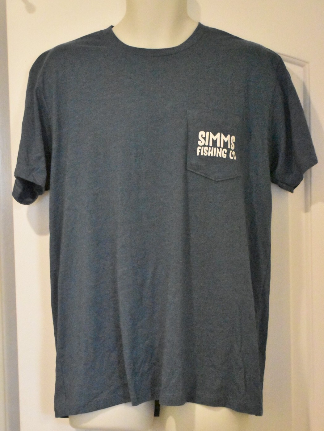 Simms Fishing Co Pocket Tee Steel Blue Heather Shirt Size M