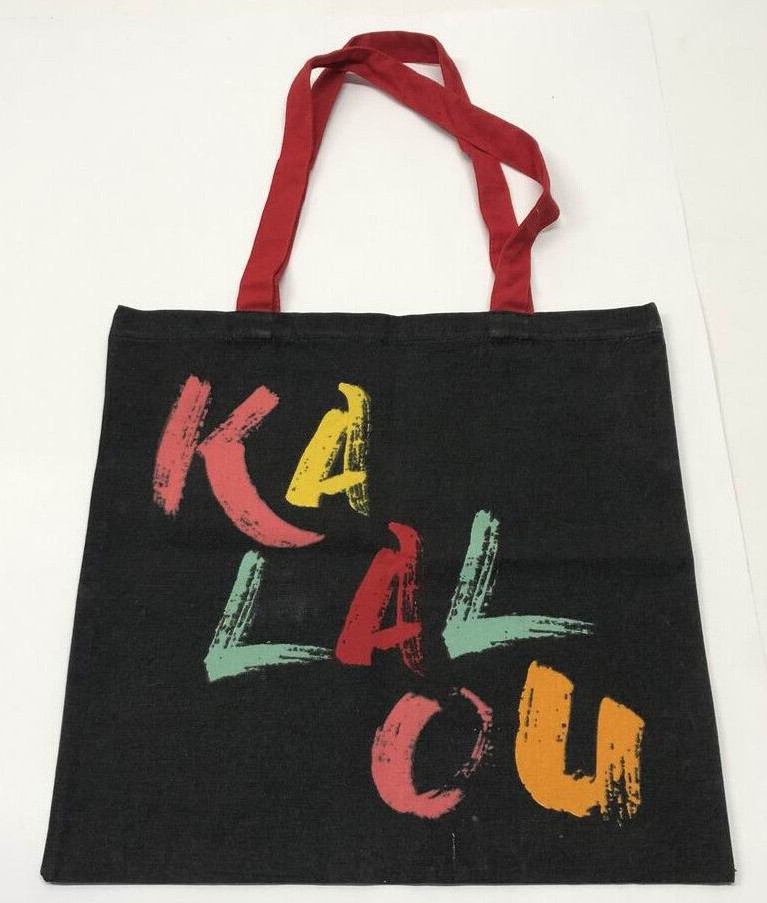 KALALOU Black with Red Handles Manhattan Tote Bag