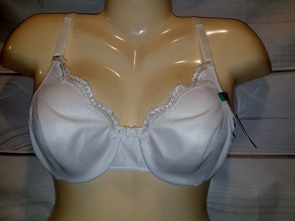 VTG NWT 90s Simply Basic 36B 7903 White Lace Trim underwire unlined Stretch