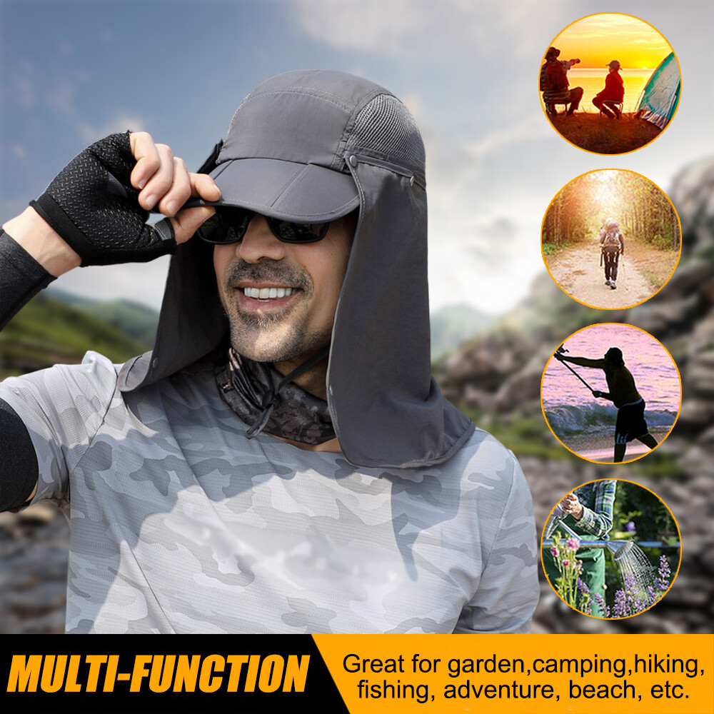 Men Women Sun Hat With Neck Flap Face Cover Shade for Outdoors Fishing Hiking