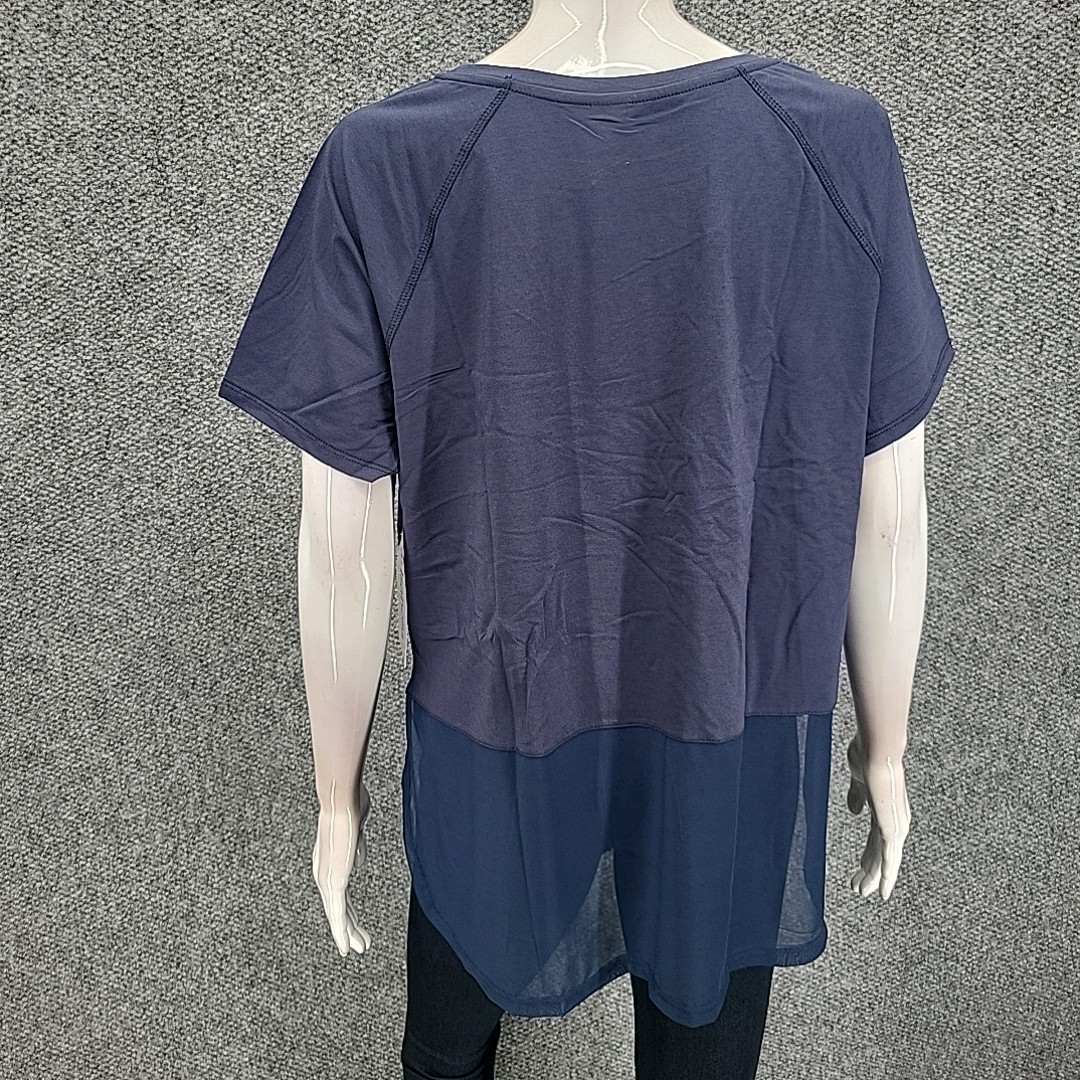 Isabella Womens Lightweight Combo Mesh Top X-Large Size Navy Modern Shirt