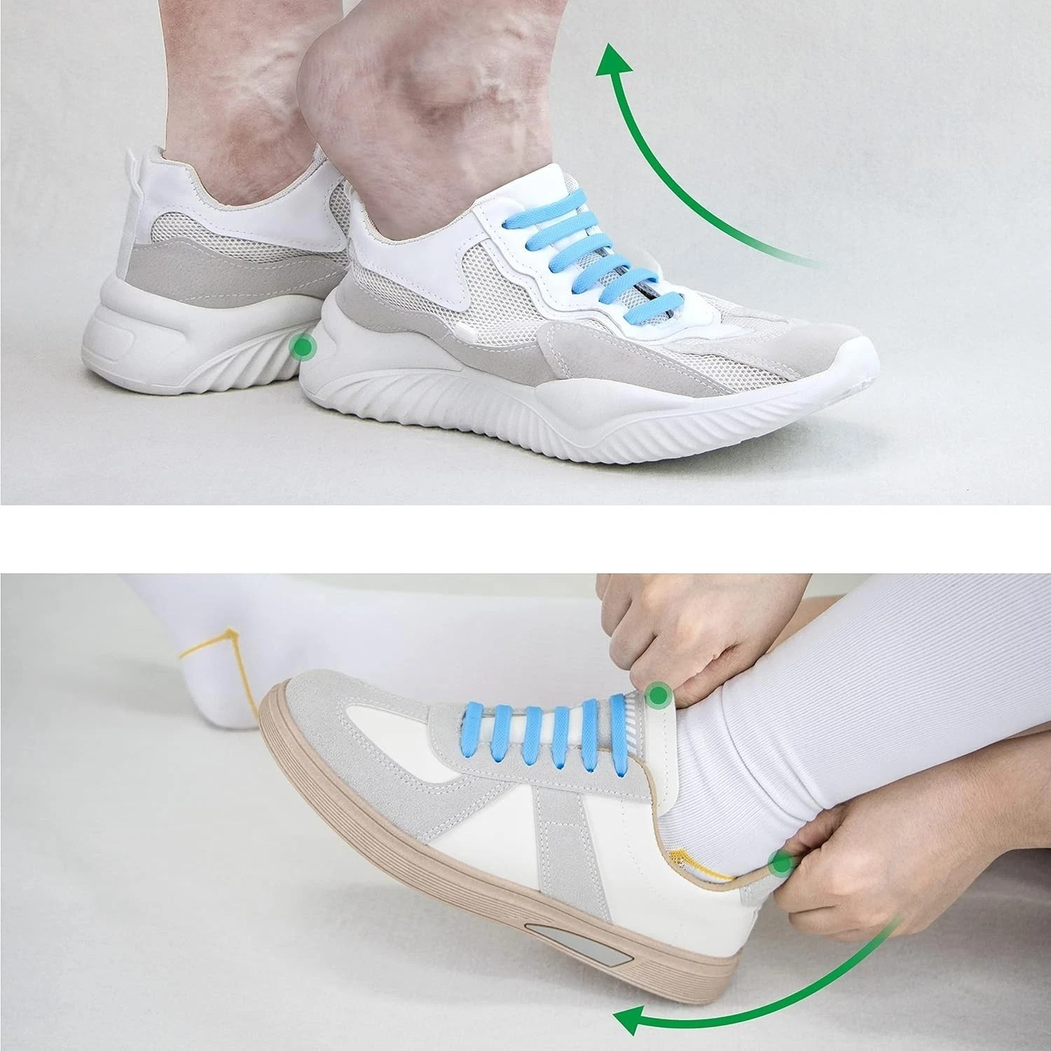 Stylish Green No Tie Shoelaces – Waterproof & Comfortable Elastic Laces for All