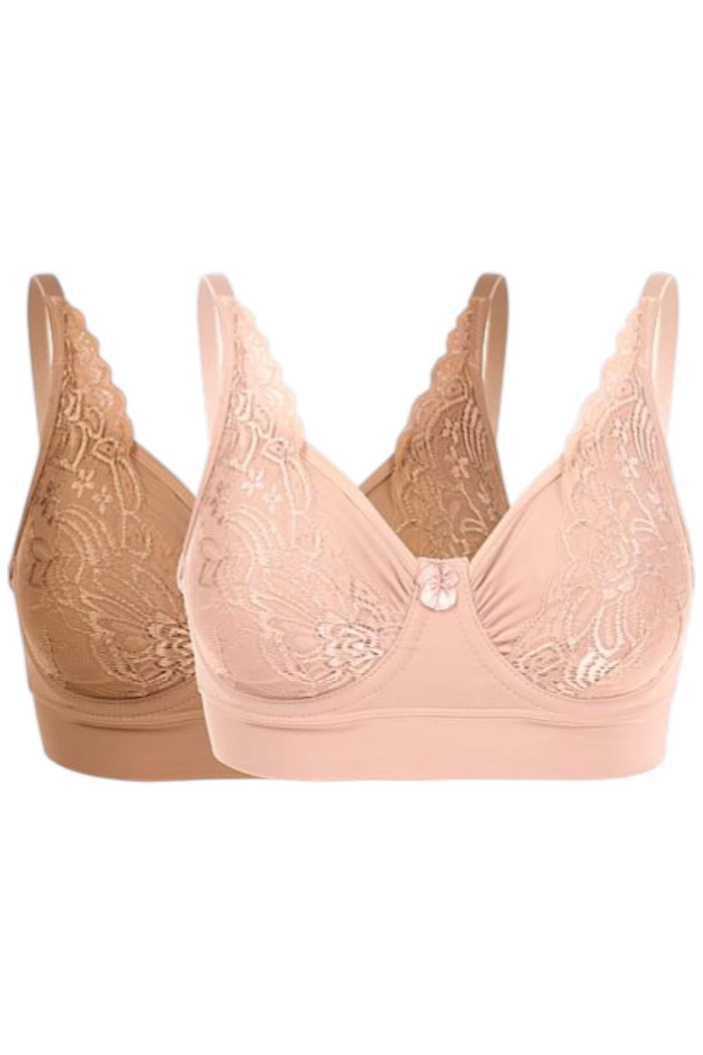 Rhonda Shear 2-pack Women’s No Wire Underwire Bra Sienna/Pink Beige