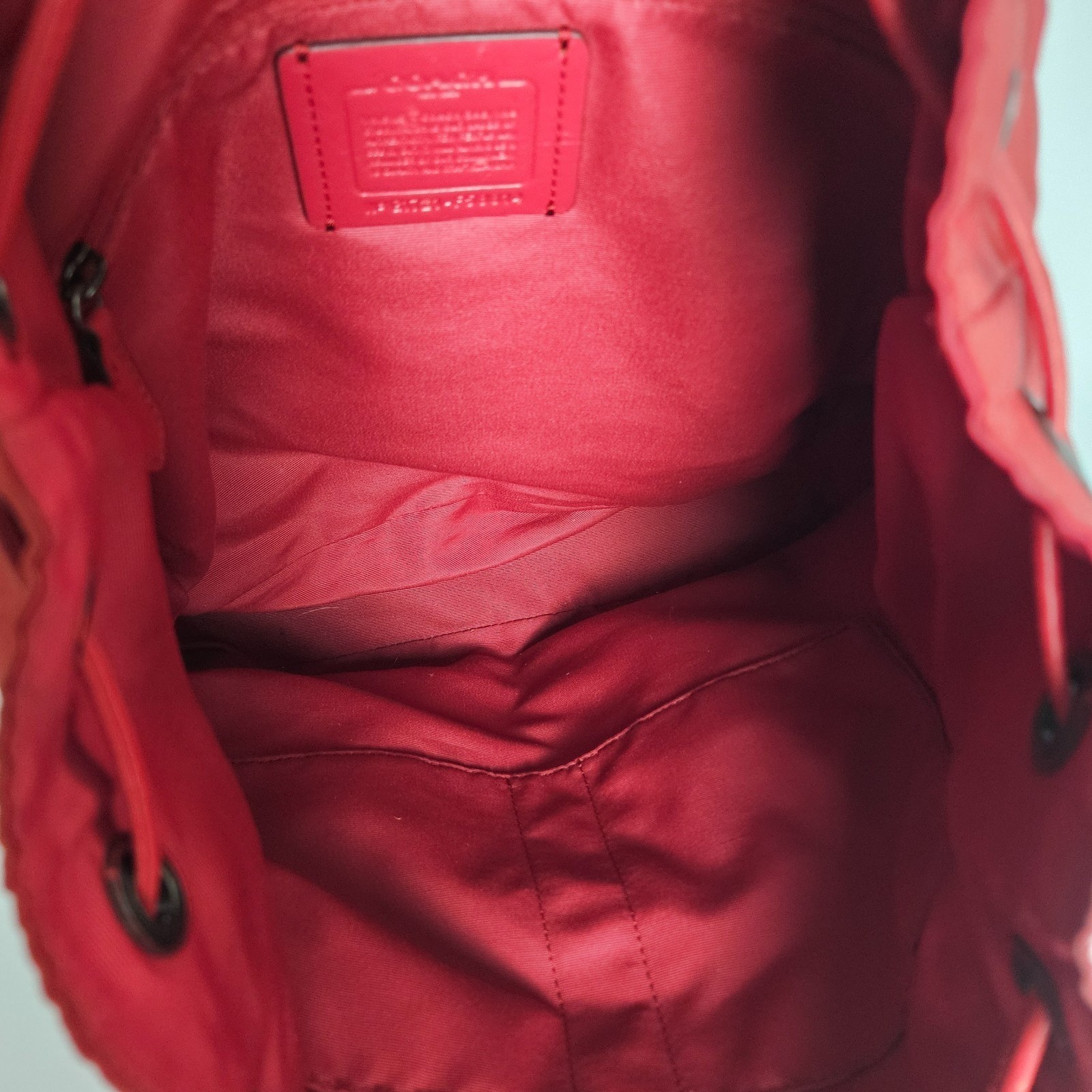 Coach Nylon Backpack Red Billie Charlie F58814 Silver Hardware Drawstring Bag
