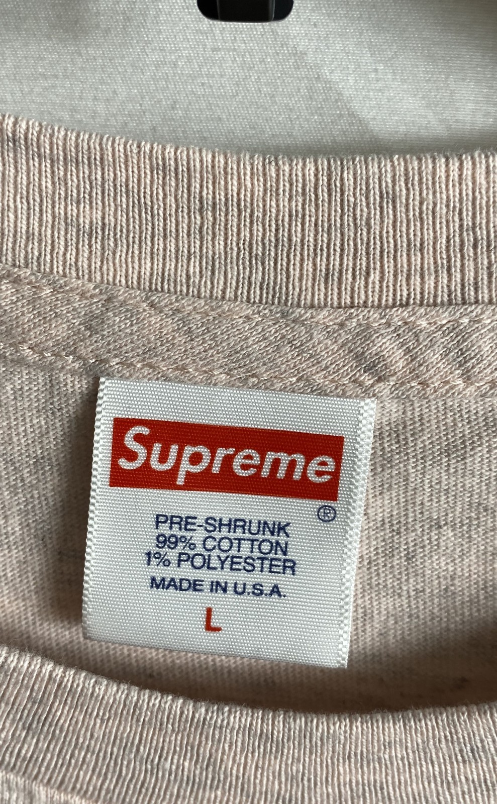 Supreme Men’s Chrome Logo 3D Graphic T-Shirt Pink Peach Heather Marl Sz L