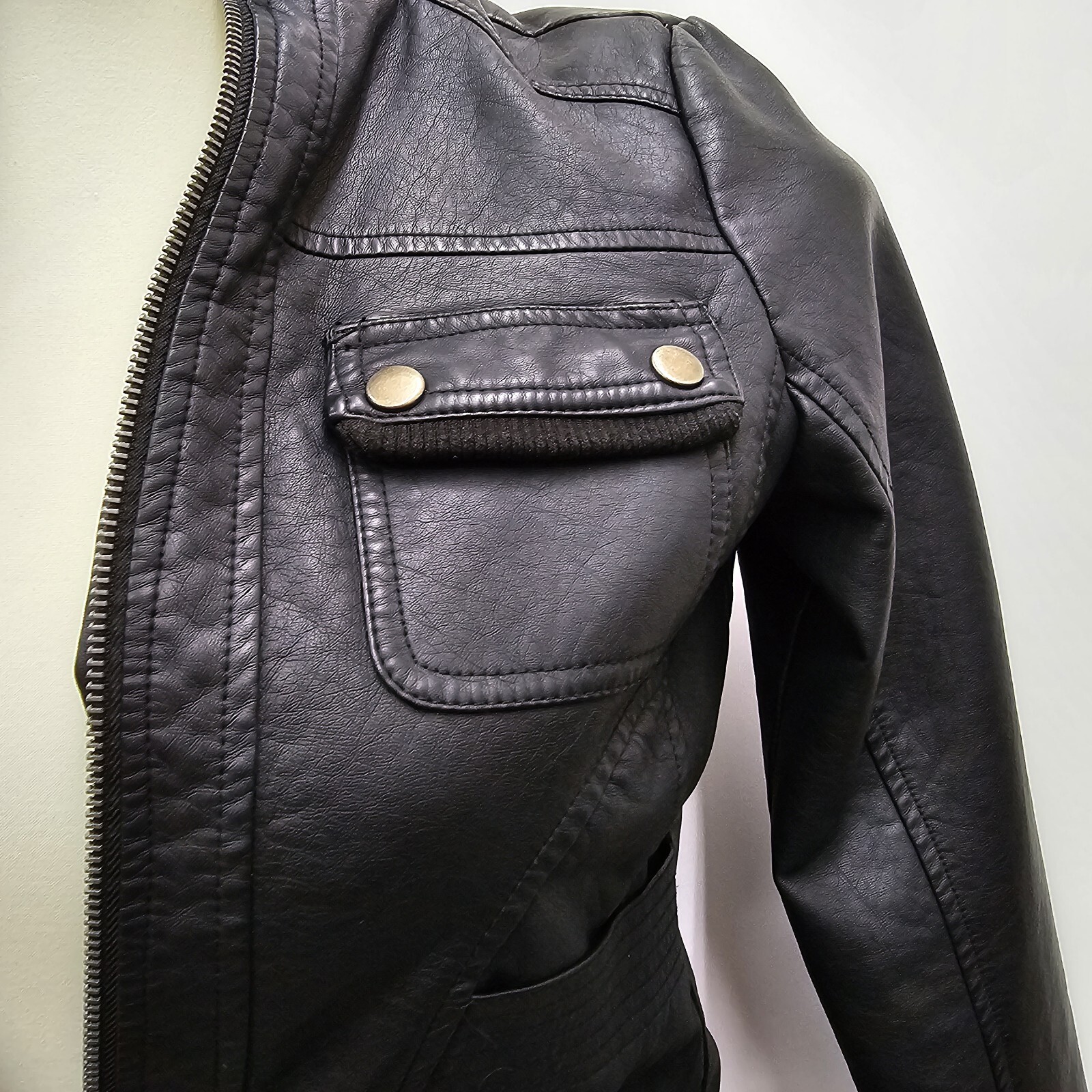 Royalty For Me Size Small Faux Leather Black Moto Jacket Plush luxe Lined Biker