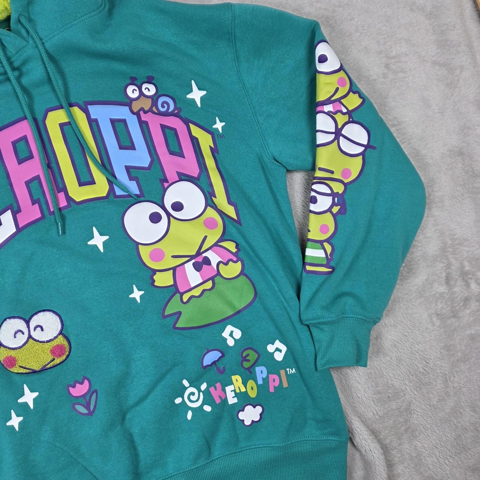 Keroppi Hoodie Womens Small Sanrio Hybrid Apparel Pullover Fleece Sherpa Lined