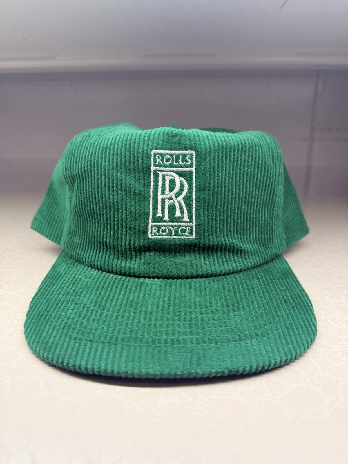 Vintage Rolls Royce Corduroy Snapback Hat Baseball Cap cord cars racing 90s