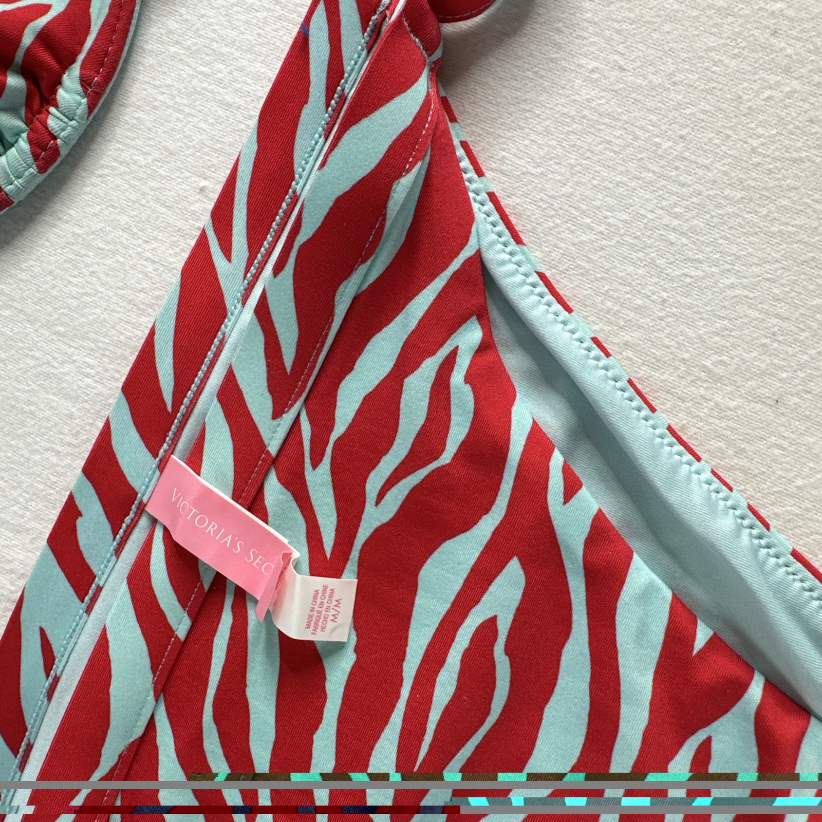 Victoria’s Secret Zebra Print Bikini Set Red & Light Blue/teal
