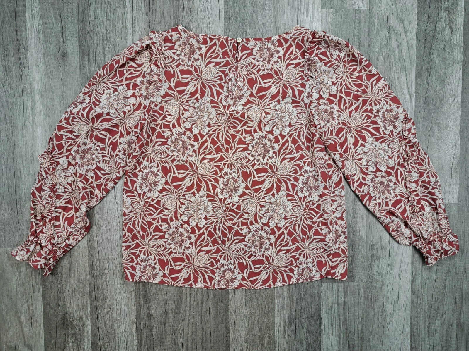 The Loft Floral Tunic Peasant Top Boho Ruffle Long Sleeve Women’s Size XS Petite