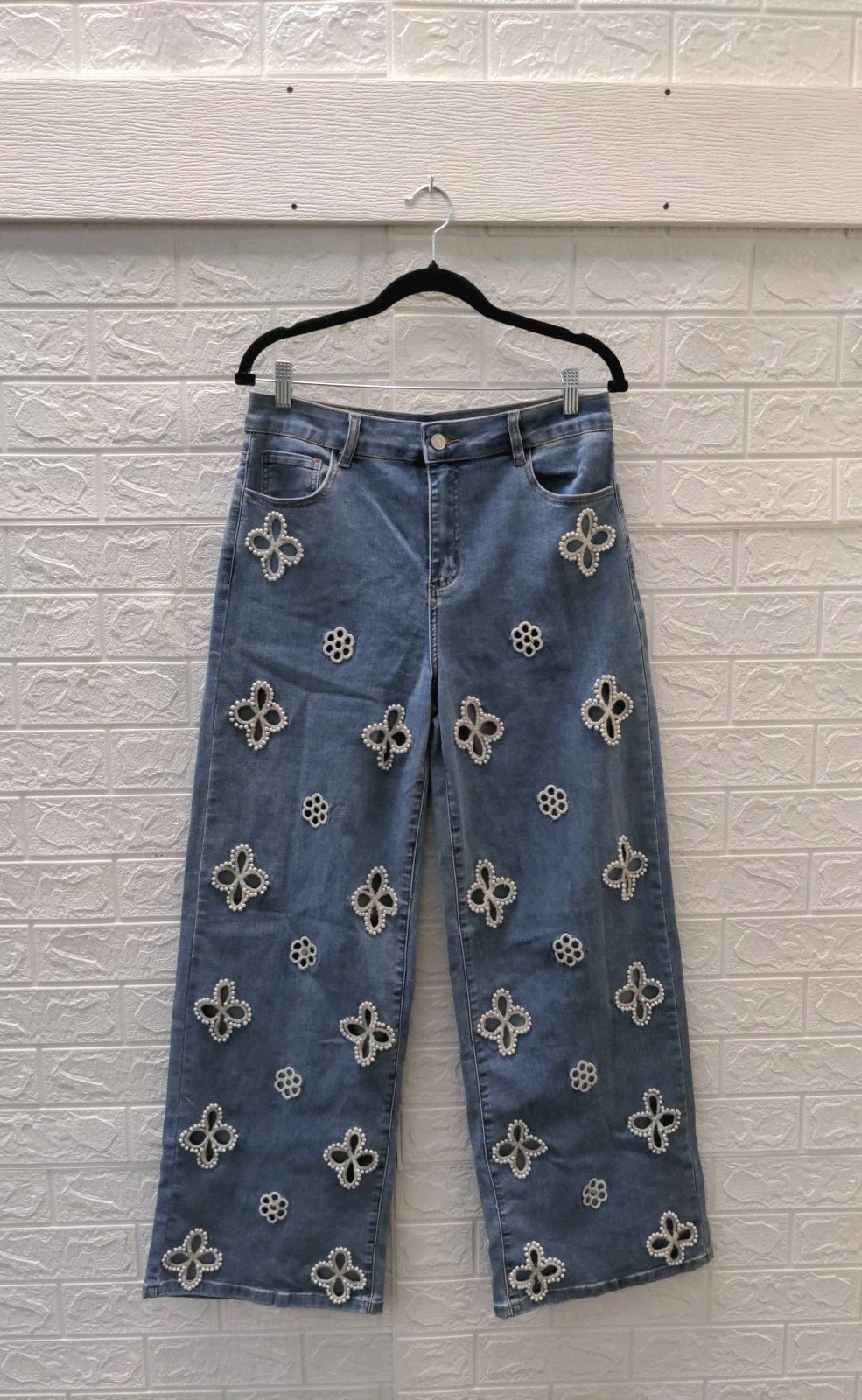 New The Noli Shop Women’s Kaia Pearl High Rise Jean Medium Blue Sz 30