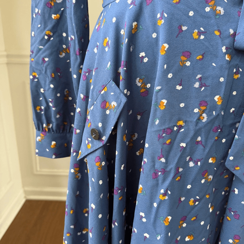 Chriselle Lim Collection Wren Floral Print Trench Dress Dusty Blue Floral $110 M
