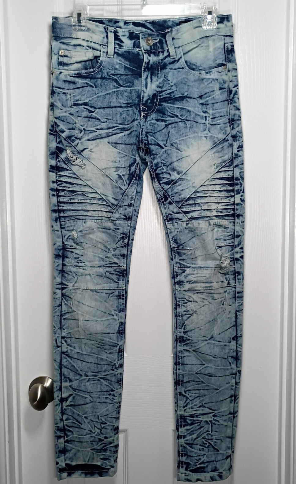 SP Essentials Jeans Mens 30×30 Blue Moto Active Flex Stretch Denim Acid Wash