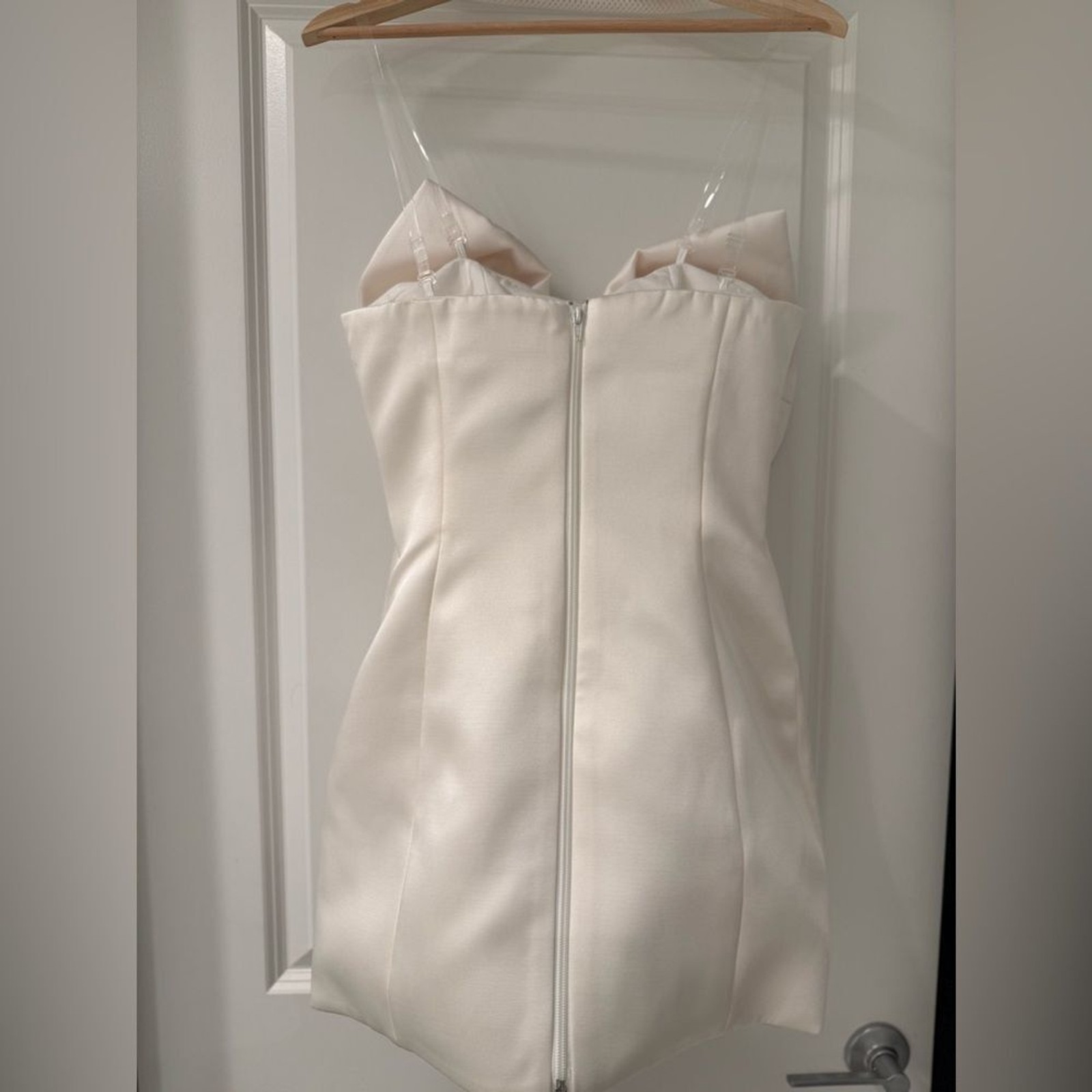 NWOT‎ Bronx and Banco Evie Bow Satin Elegant white Mini bridal Dress, XS