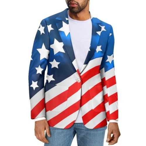 Blazer for Men Regular Fit Suit Jacket Sport Coats with X-Large American Flag