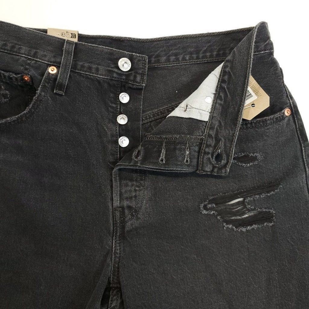Levi’s 501 Ripped High Rise Mid Thigh Denim Shorts Size 31