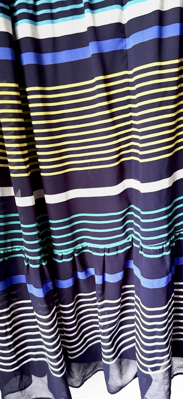 DKNY Navy Striped Belted Lined Sleeveless Above The Knee Fit&Flare Dress Size 16