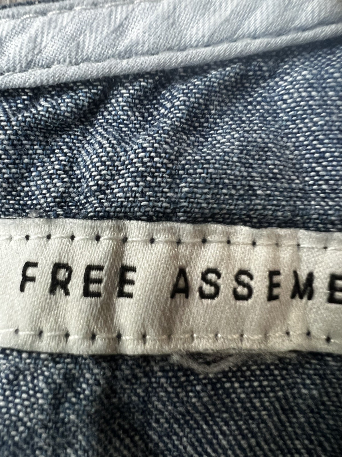 Free Assembly Dark Blue Denim Short Summer Dress Sz M Elastic Drawstring Waist