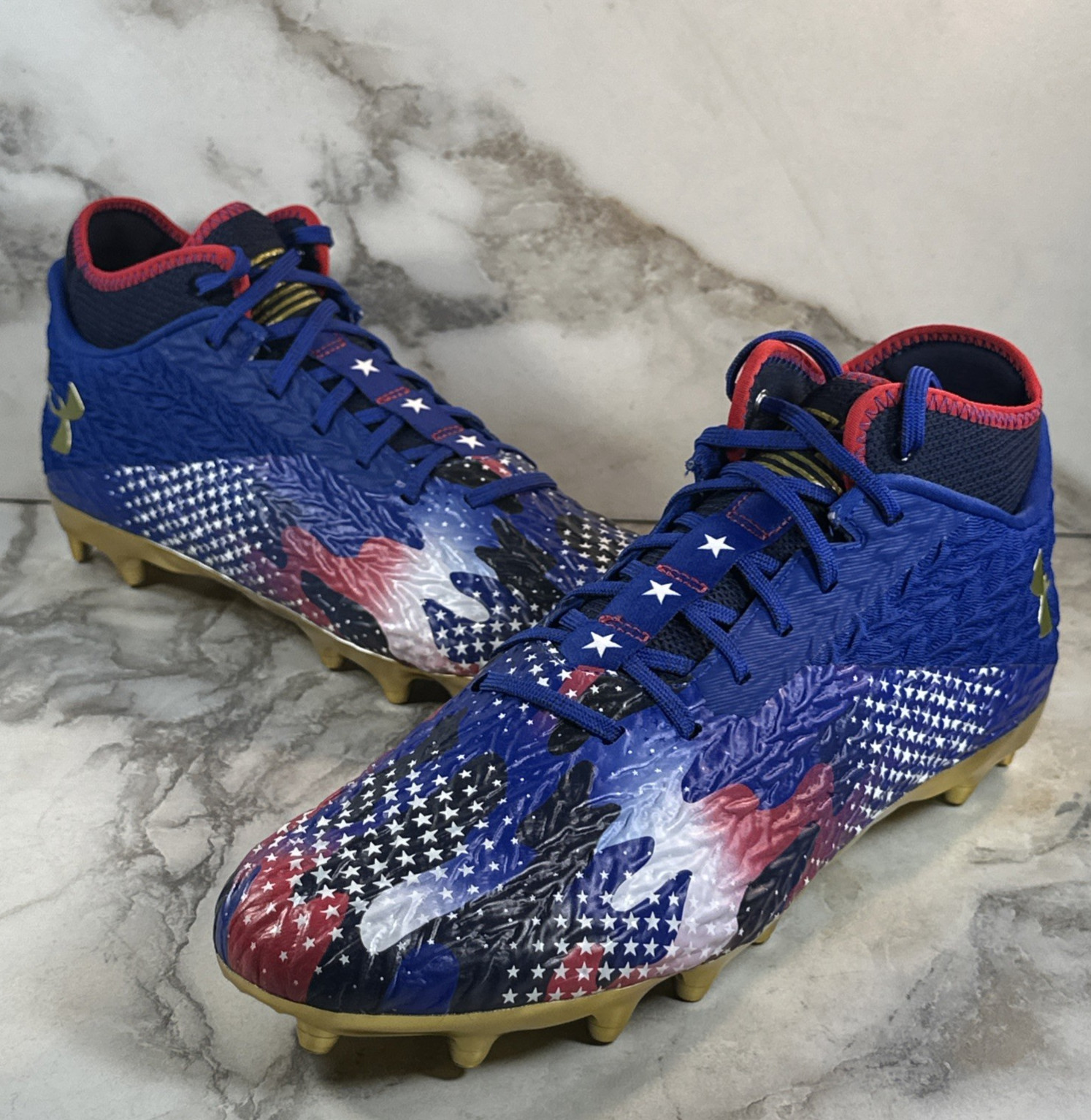 Under Armour Spotlight Clone 4 MC USA Mens SZ 12 Football Cleats 3027296-400 New