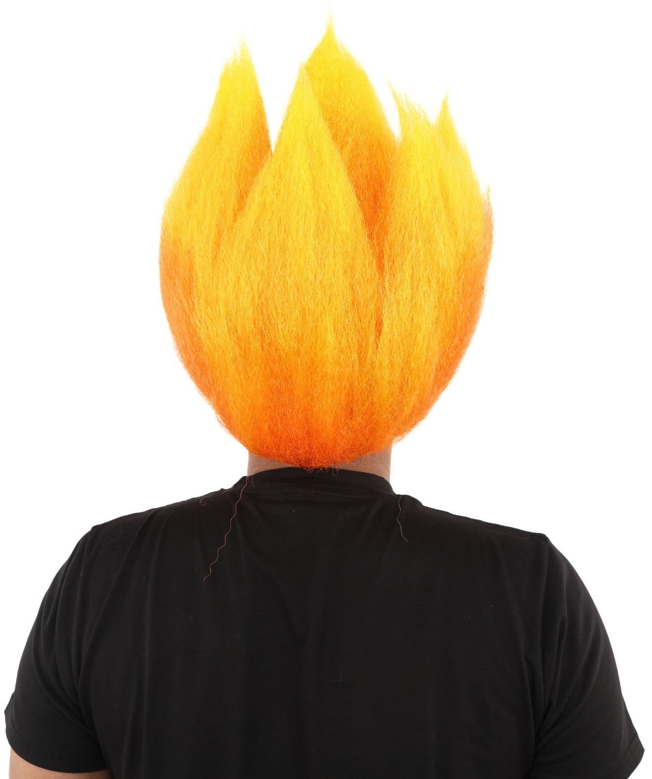 Men Red & Orange Flame Wig, Upright Spiky Gradient Texture, Synthetic Fiber