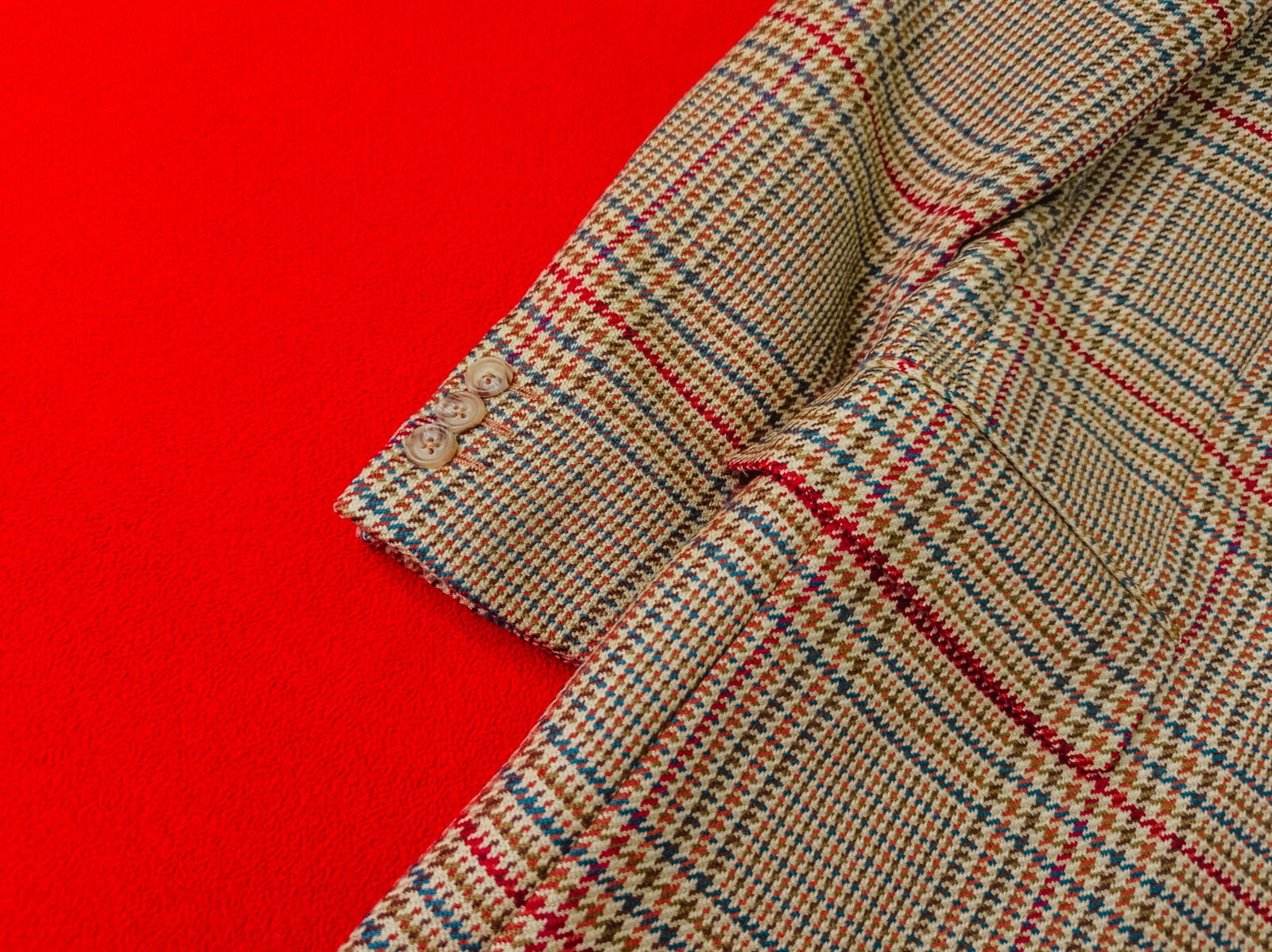 CORNELIANI Sartoria Men 90% Wool 10% Cashmere Plaid Beige Size 48 / M Jacket