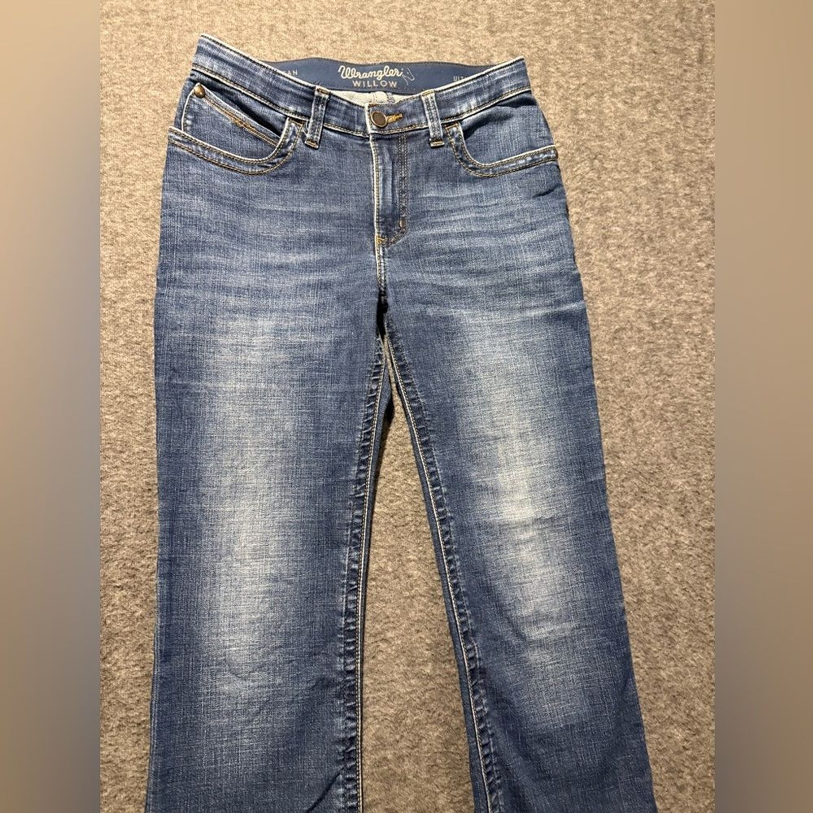 Wrangler Willow Ultimate Riding Jean women 7×34 (fit 30×32.5) blue Mid Rise