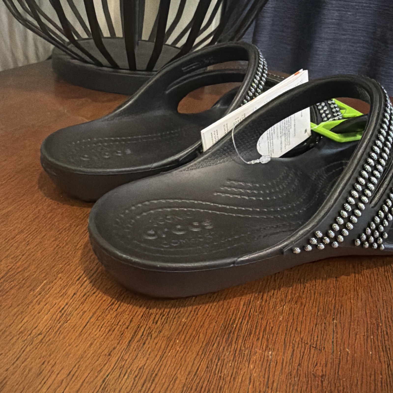 CROCS Kadee II Black JEWELS Strappy Sandal Flip Flops Sparkle NWT Women Sz 10