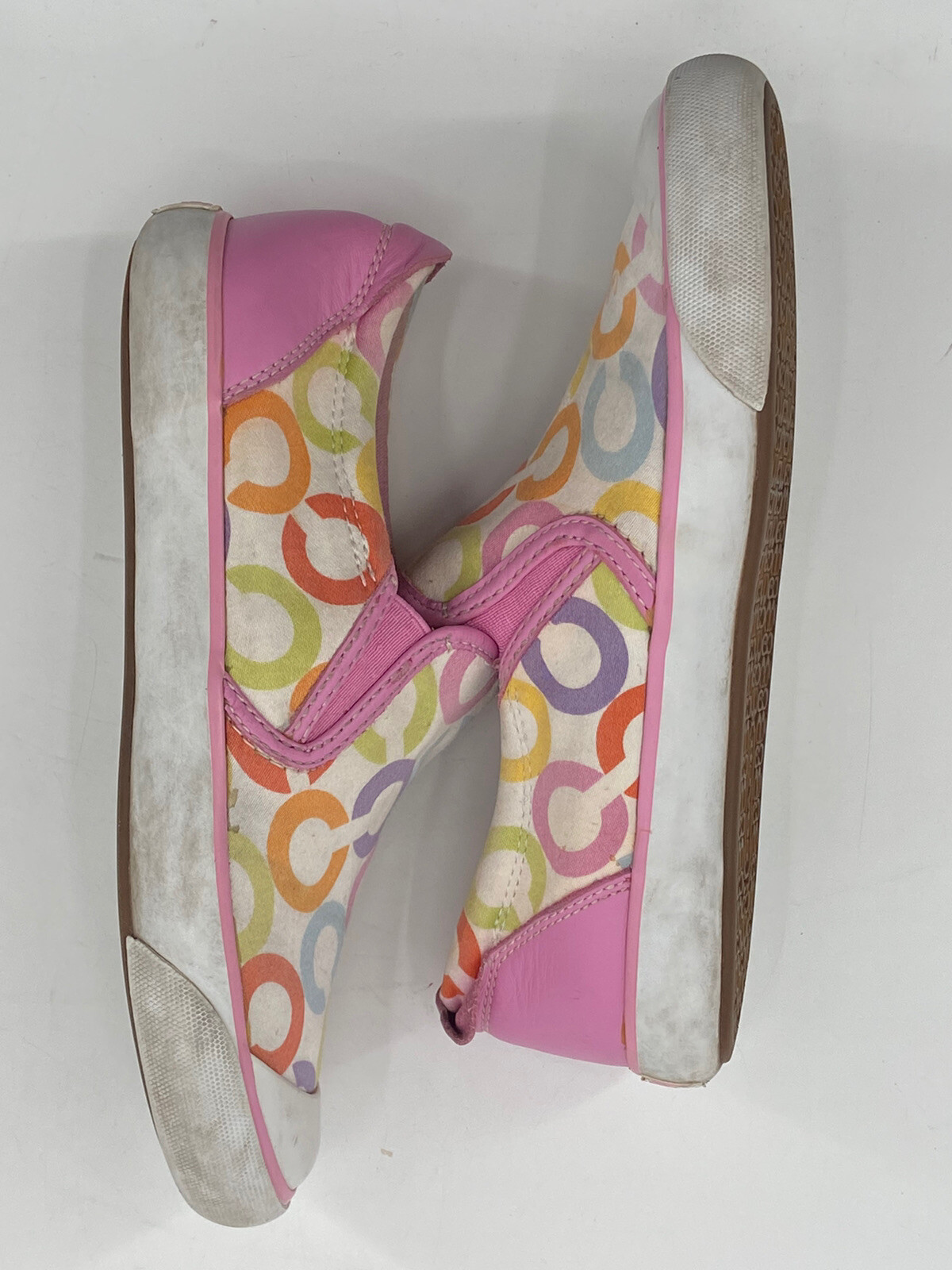 Coach Beale Pink Multicolor C Logo Monogram Slip On Sneaker Women’s Size 5B