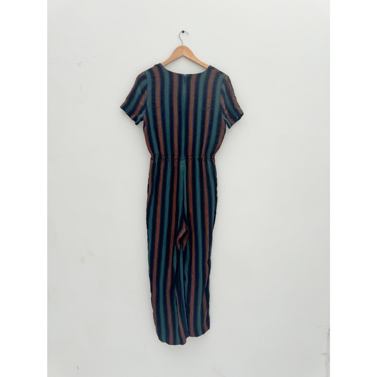 Madewell Striped Wrap Jumpsuit Short Sleeve V-Neck Size 4