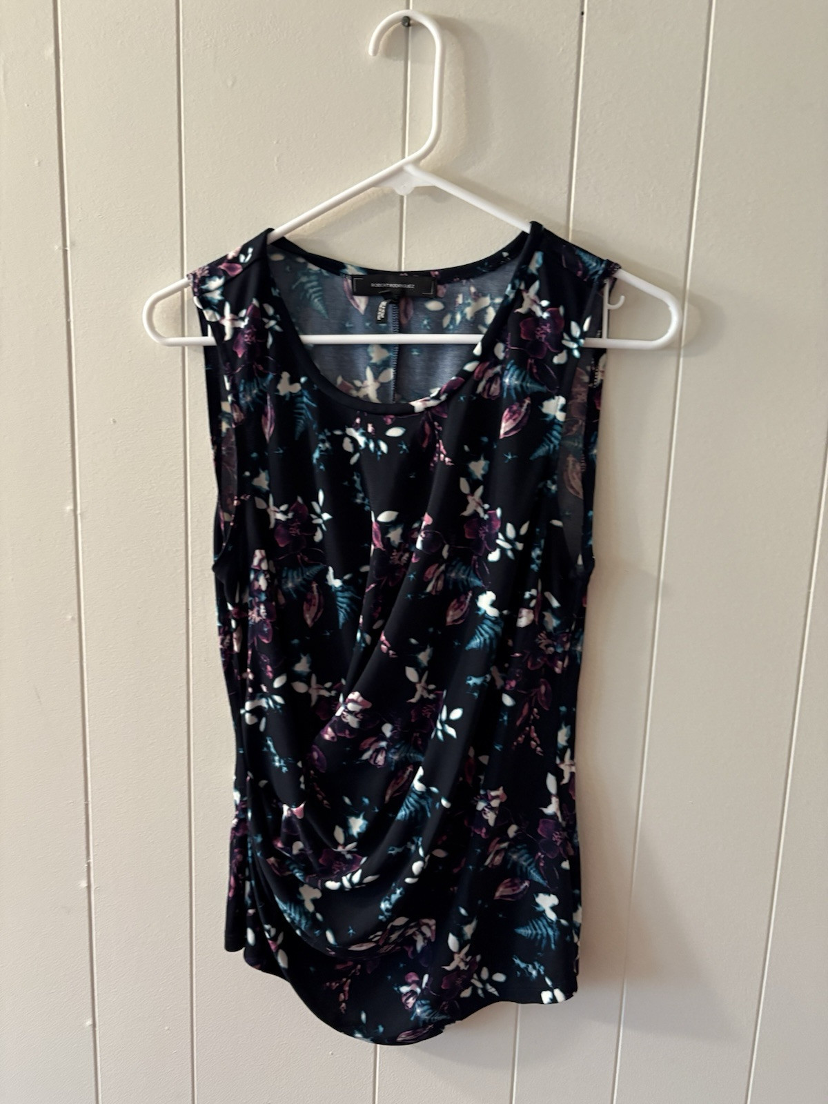 Robert Rodriguez Women’s Medium sleeveless Tank top Floral Blue Purple EUC E7