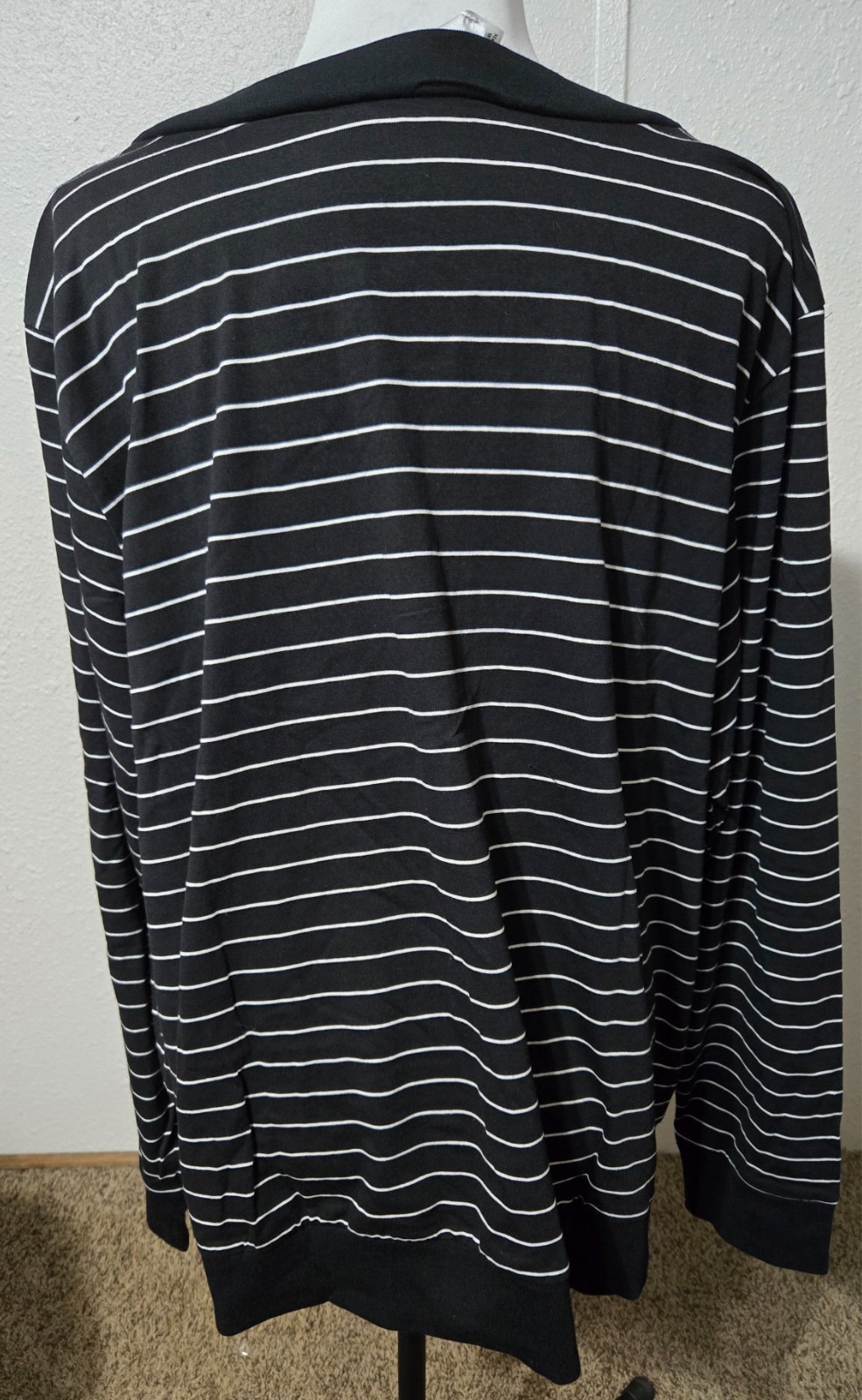 2X CW Classics NEW womens bust 56″ L 28″ top blouse black white striped button