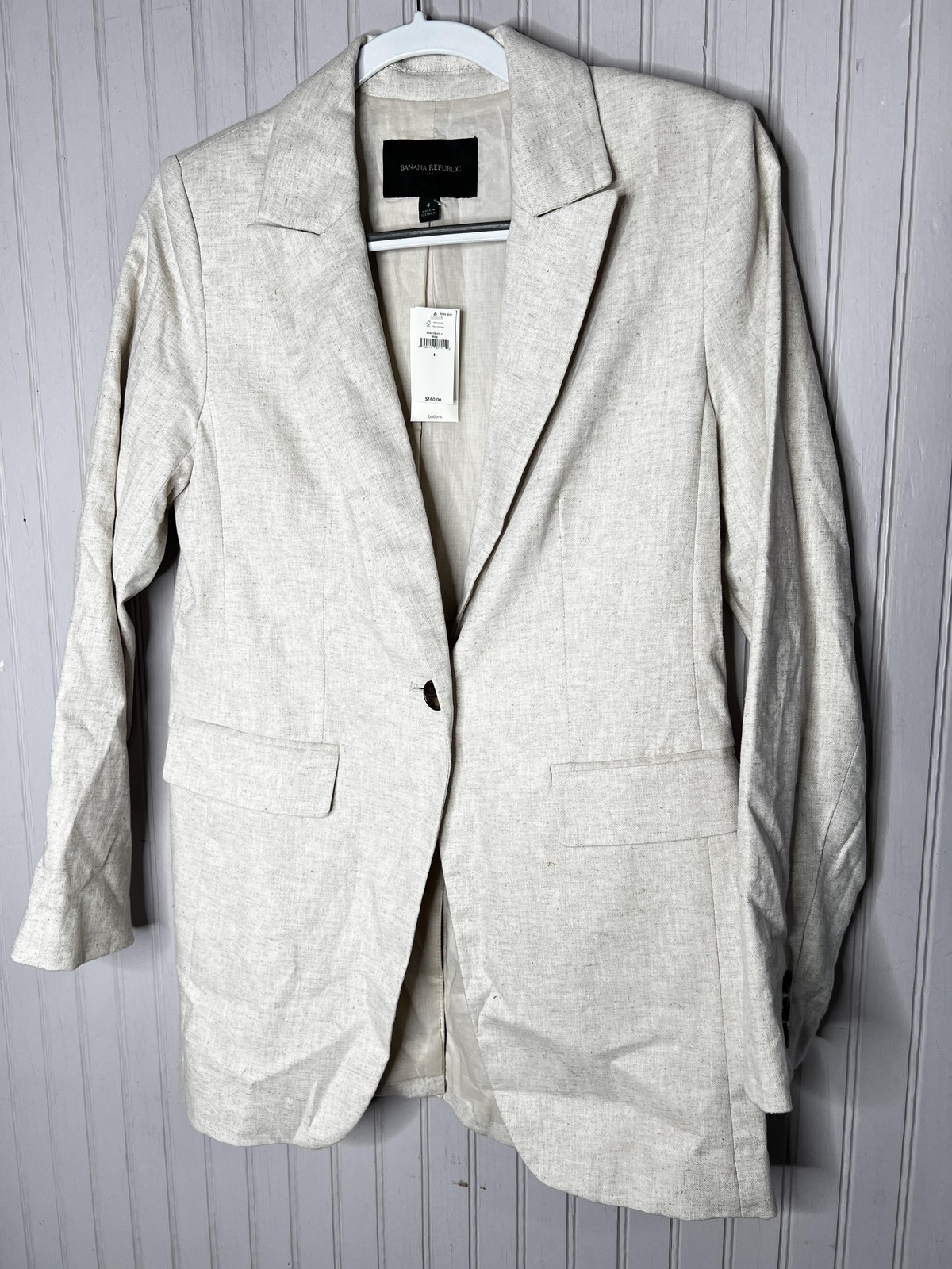 Banana Republic Blazer Womens 4 Linen Tailored Single Button Jacket New $160