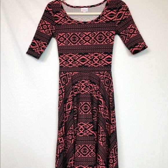 lularoe nicole dress aztec print pink and black