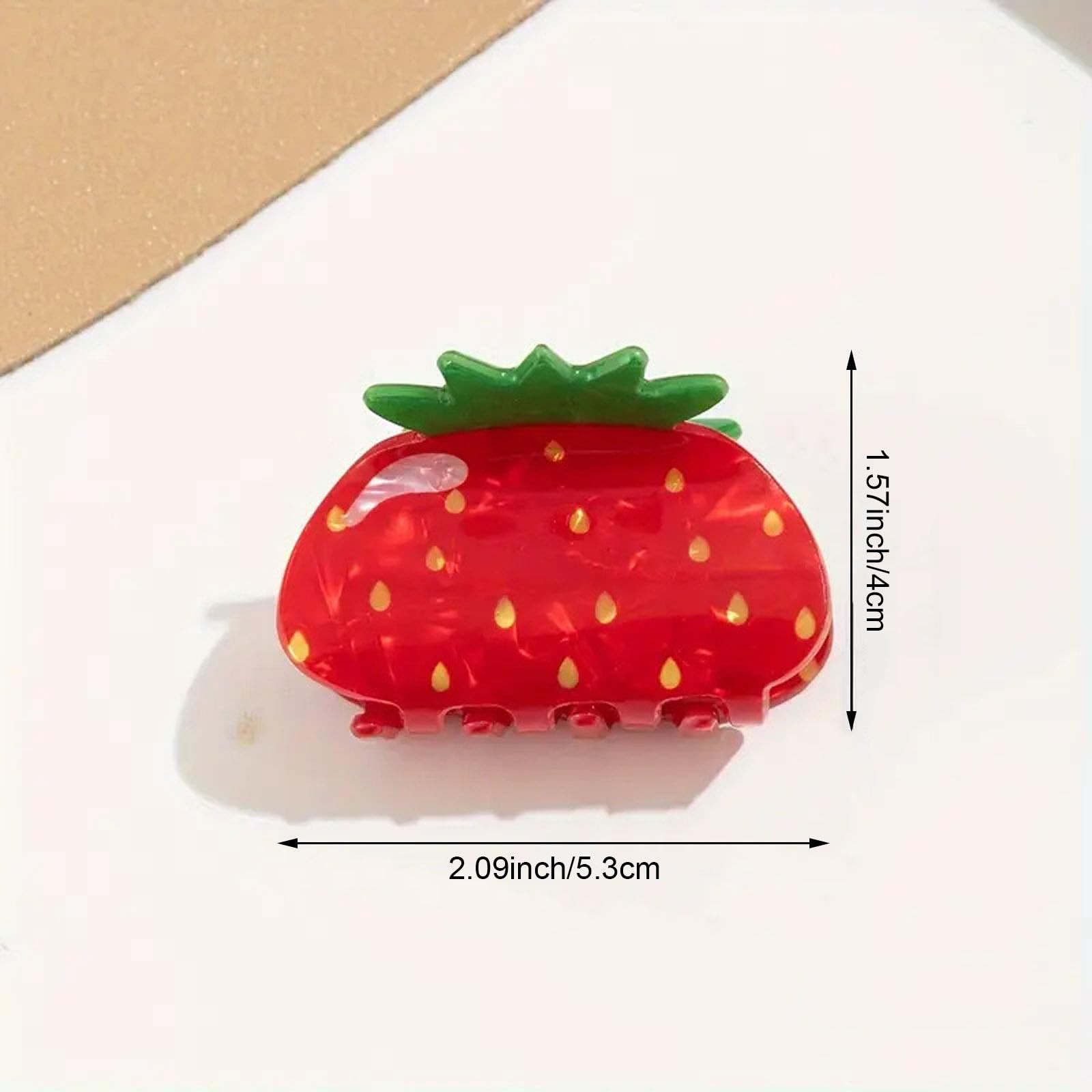 Strawberry Hair Clips for Women, Red and Green Fruit Design, And