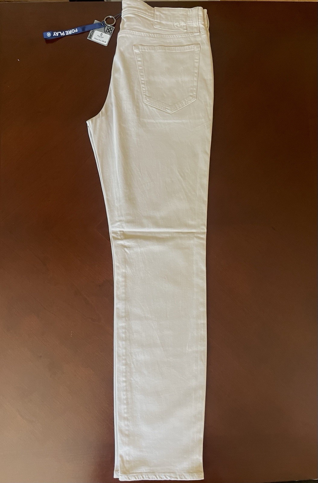 G/FORE Men’s Slim Fit Beige Denim Jeans Light Wash 5-Pocket Logo NWT