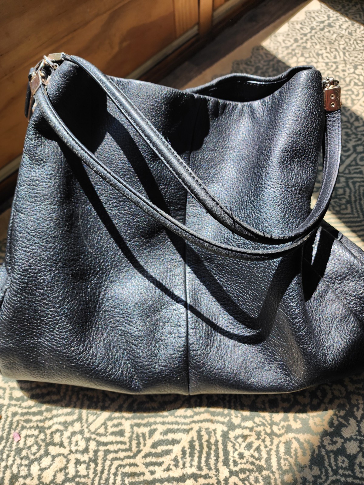 Coach Black Madison Phoebe Leather Hobo Shoulder Bag Handbag Magnetic 24621