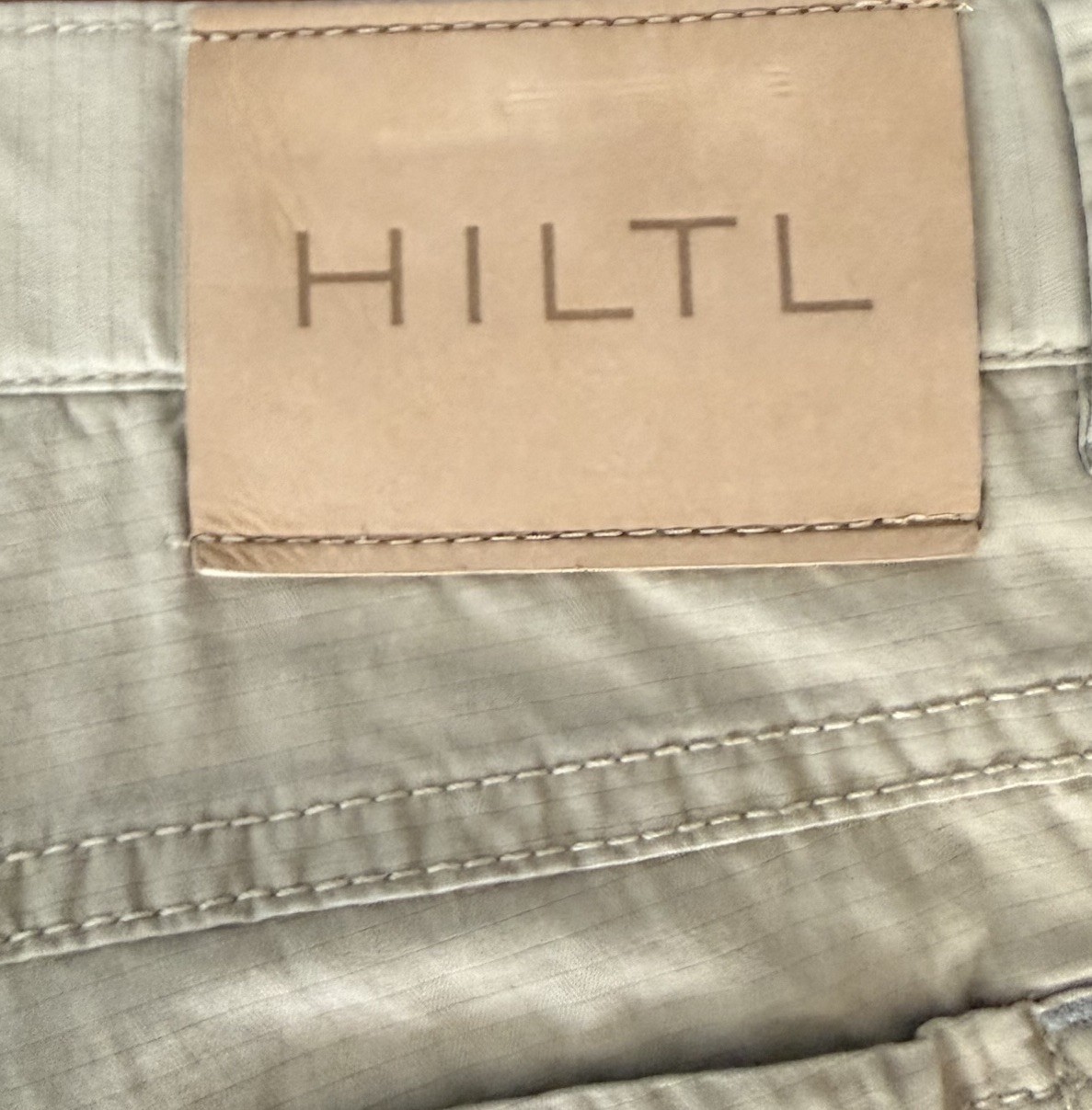Hiltl Pant Khaki Flat Front Lightweight Straight Leg Rip Stop Preppy Luxury Sz38