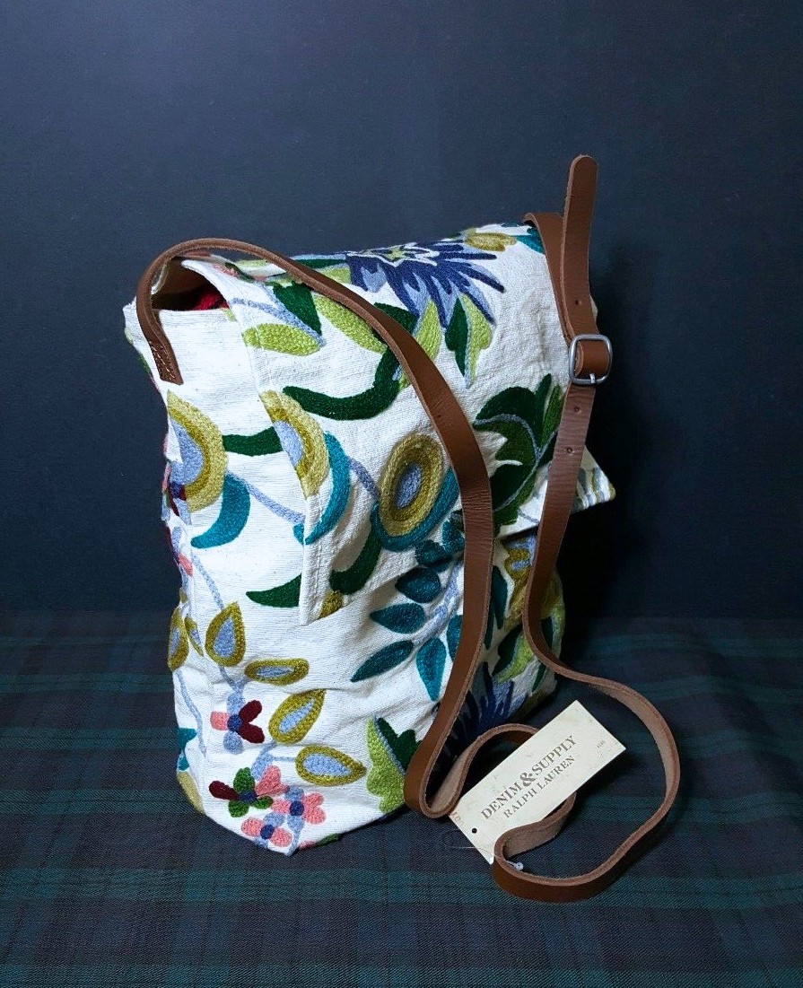 $165 RALPH LAUREN DENIM & SUPPLY CREWELWORK EMBROIDERED CROSSBODY WOMENS BAG