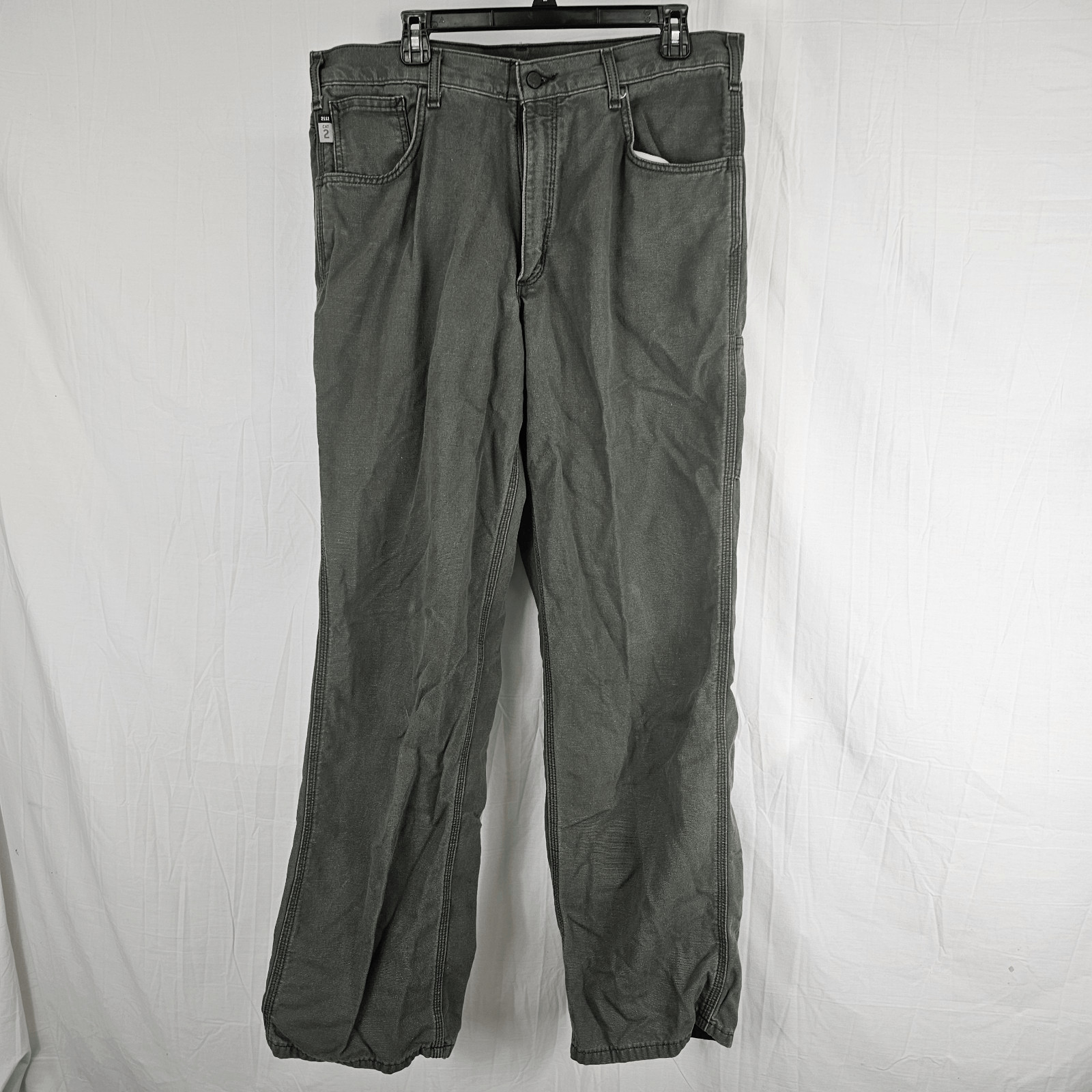 Carhartt Pants Mens 36×34 Green Canvas Fire Resistant FR Loose Fit FRB159-MOS