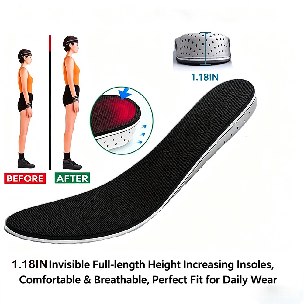 1 Pair Height Lift Insoles Unisex Adjustable Shoe Lift Inserts Comfort Pads