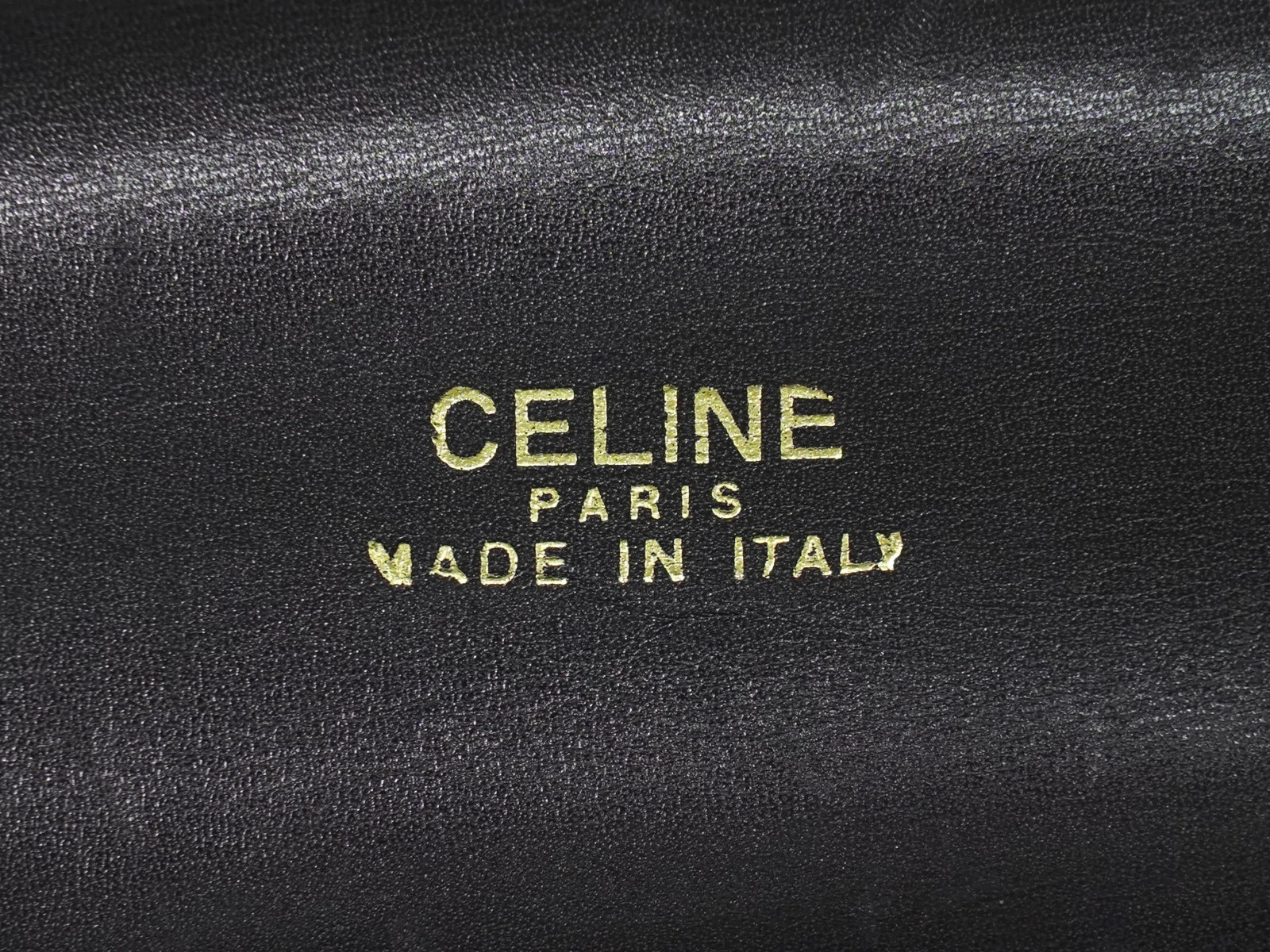 CELINE Horse Carriage Hardware Leather Shoulder Bag Black Gold