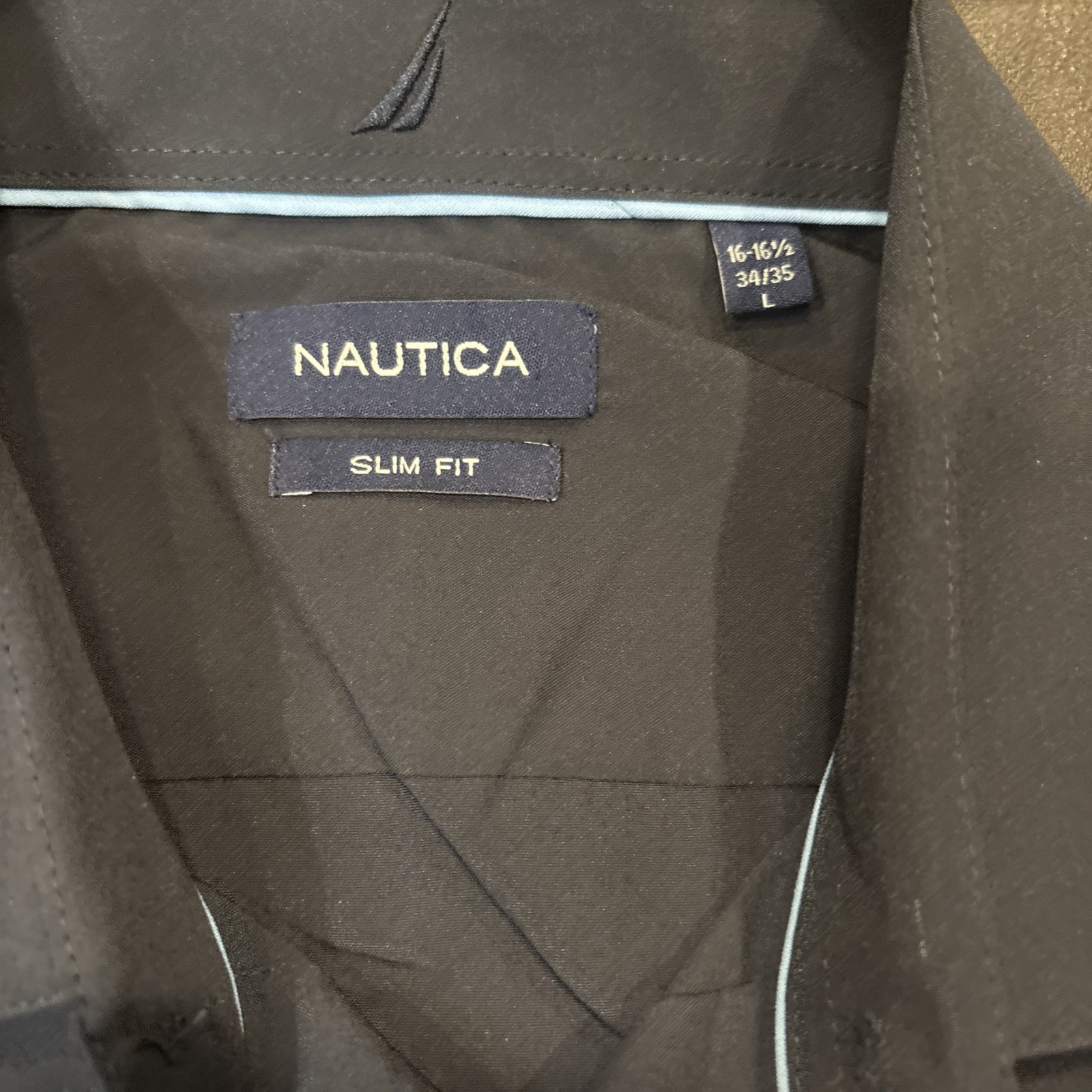 Nautica Slim Fit Performance Super Shirt Mens Large Navy NEW with tags