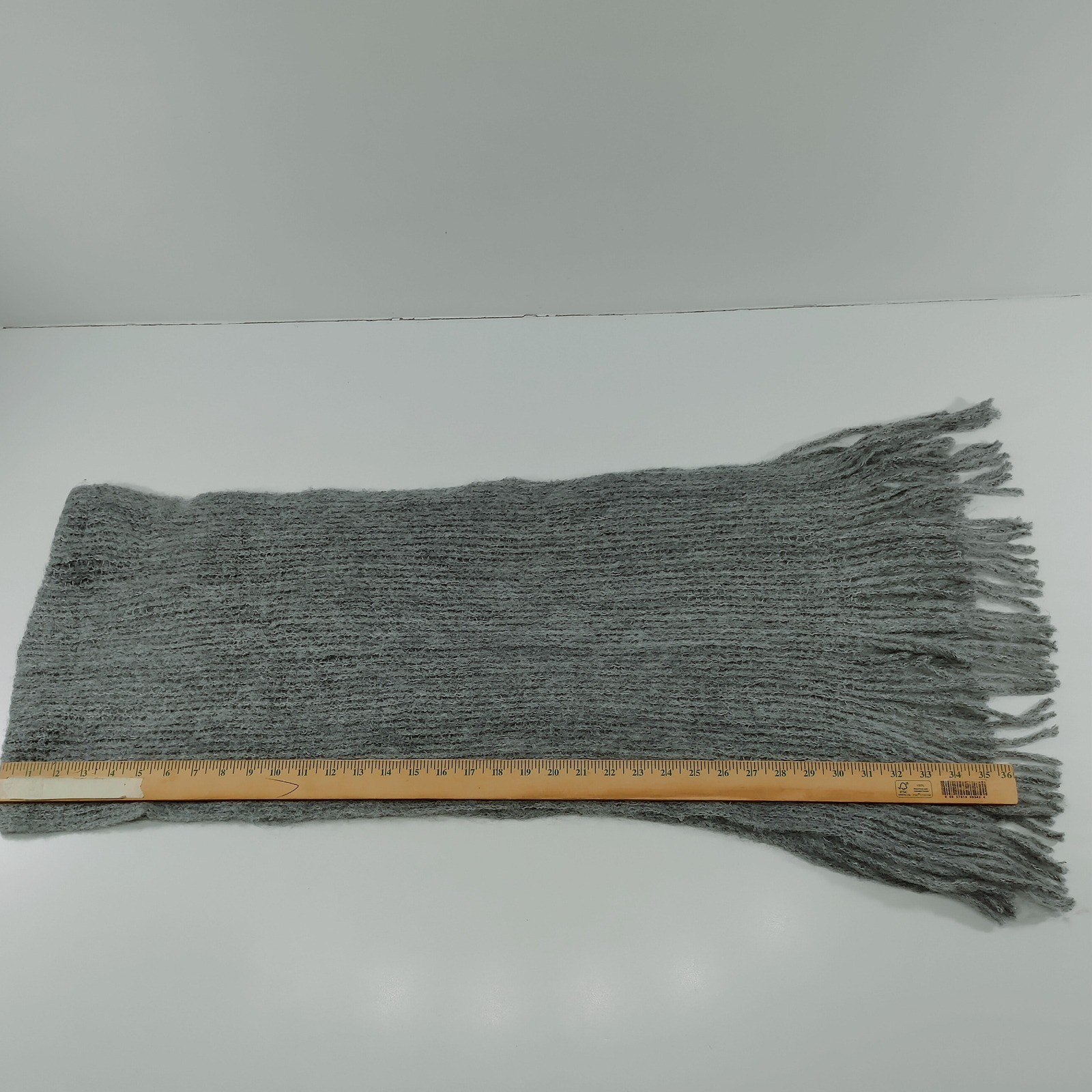 Wild Fable Gray Knit Fringe Scarf 100% Recycled Polyester One Size