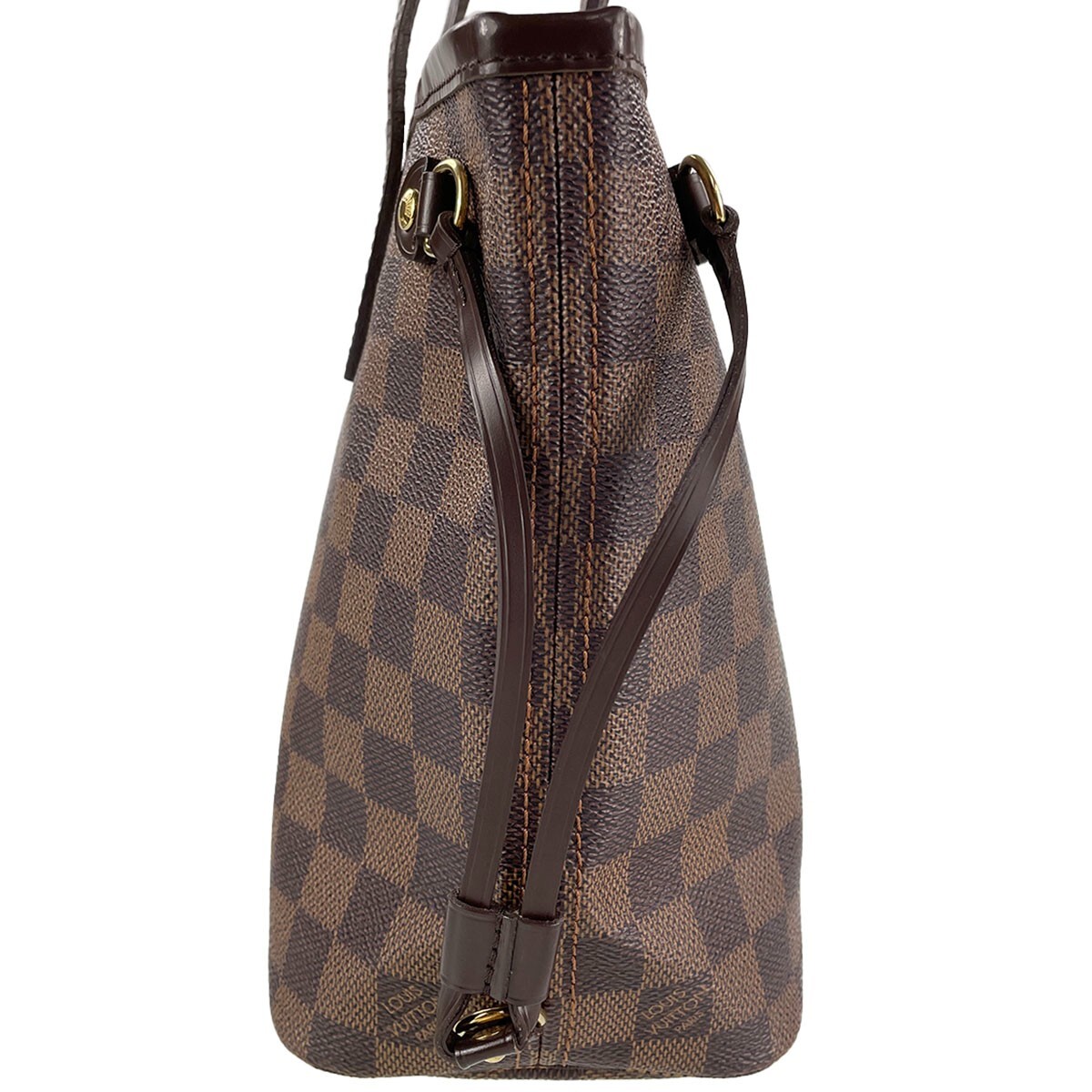 Louis Vuitton Damier Neverfull PM Leather Fabric Brown Tote bag 4104