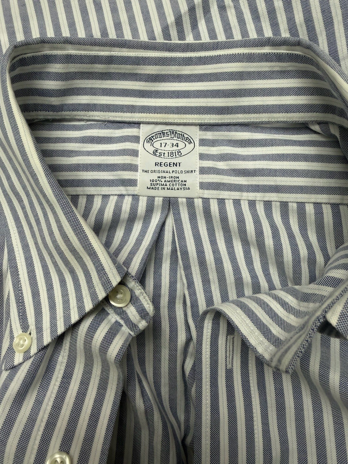 Brooks Brothers Men’s Blue Striped Traditional Fit Dress Shirt Sizes 17-34